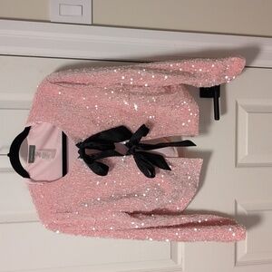 Pink Sequin Jacket With bows